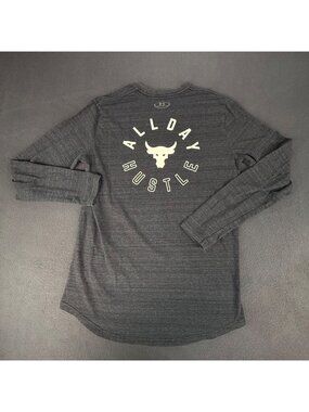 Under Armour The Rock All Day Hustle Charcoal Grey long Sleeve Henley Mens Med.